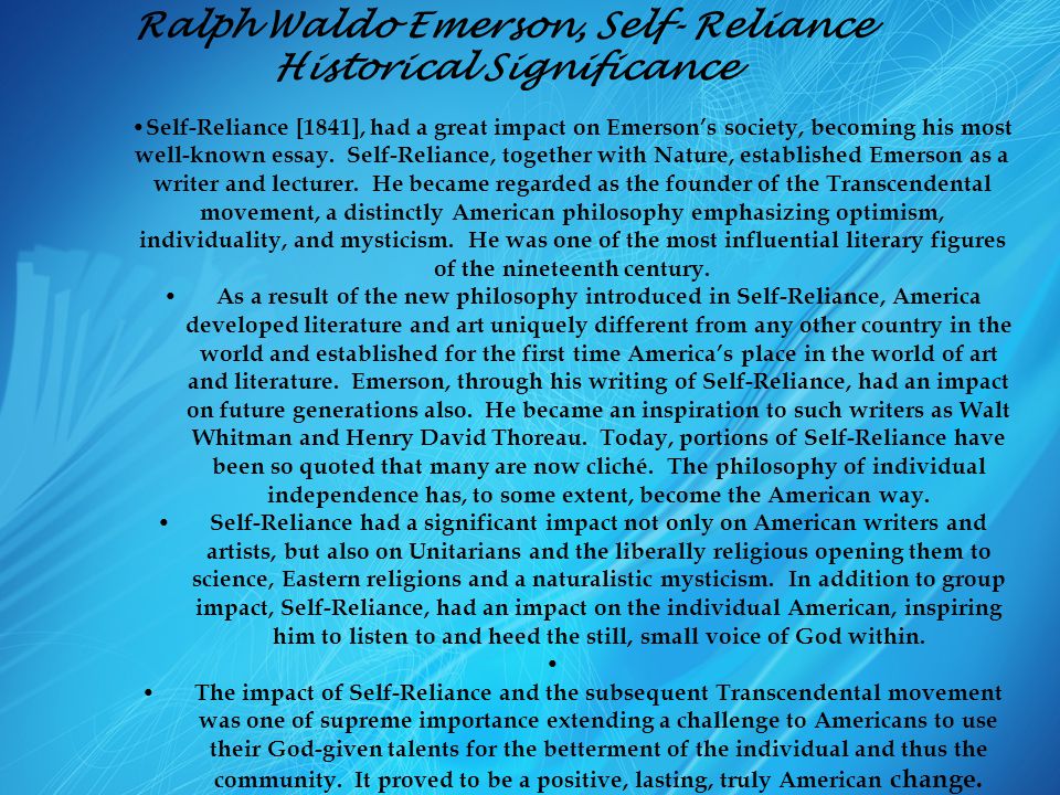 Literary analysis the essays of ralph waldo emerson